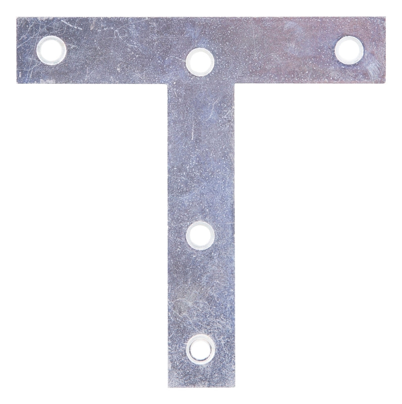 ProSource TP-Z04-C2PS T-Plate, 4 in L, 4 in W, 2 mm Thick, Steel, Zinc