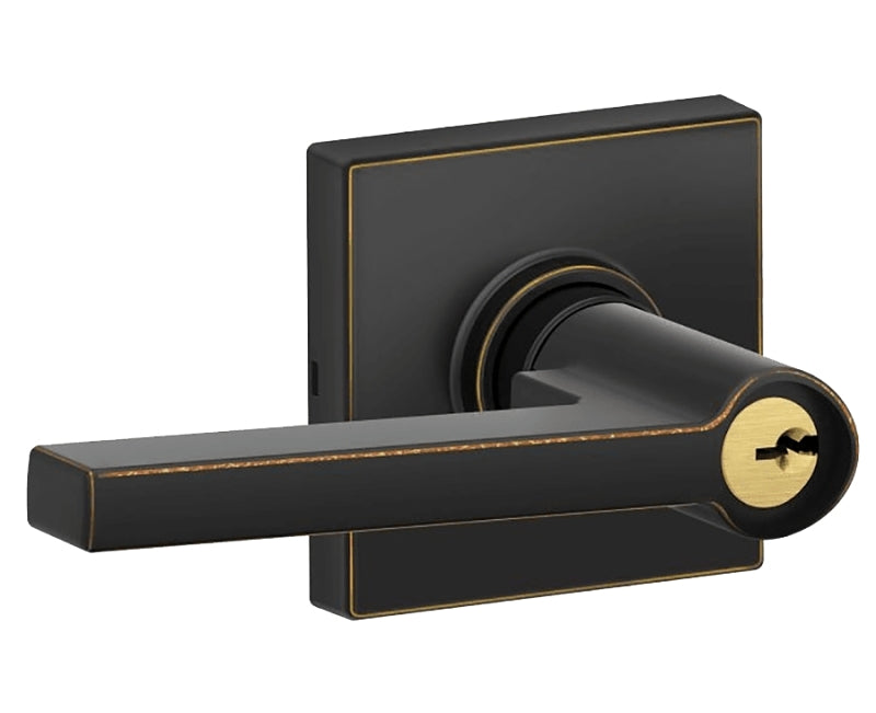 Schlage J Series J54 SOL 716 COL Entry Lever, Mechanical Lock, Aged Bronze, Metal, Residential, 3 Grade, ADA Compliant