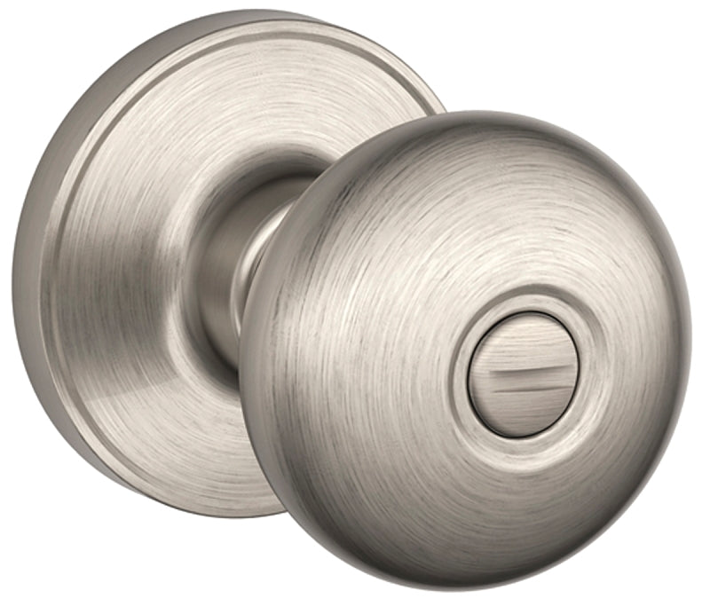 Schlage J Series J40 STR 619 Privacy Lockset, Round Design, Knob Handle, Satin Nickel, Metal, ADA Compliant
