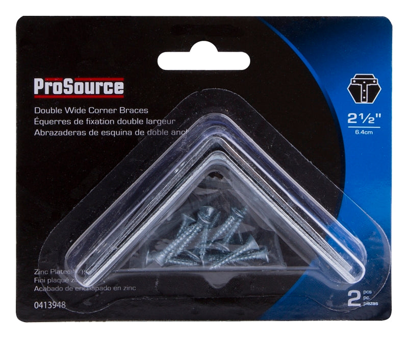 ProSource BH-606PS Corner Brace, 2-1/2 in L, 2-1/2 in W, 2-1/2 in H, Steel, Zinc-Plated, 2 mm Thick Material