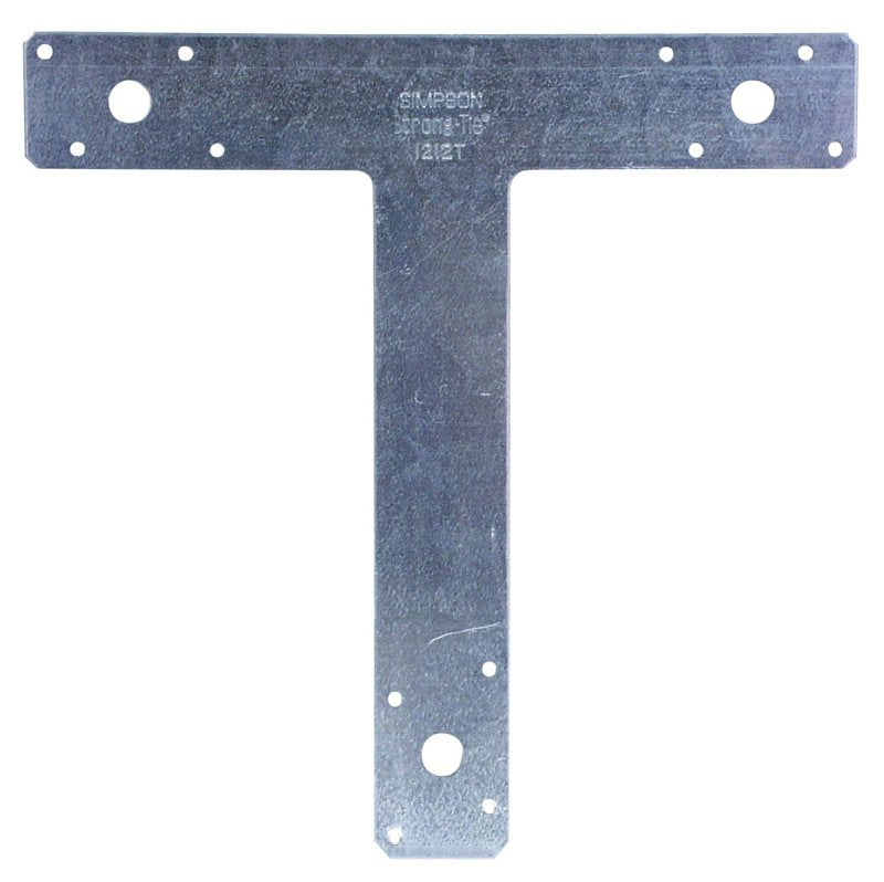 Simpson Strong-Tie T Series 1212T T-Shaped Strap, 12 in L, 2 in W, Steel, Zinc Galvanized, Fastening Method: Nail, Pack of 10