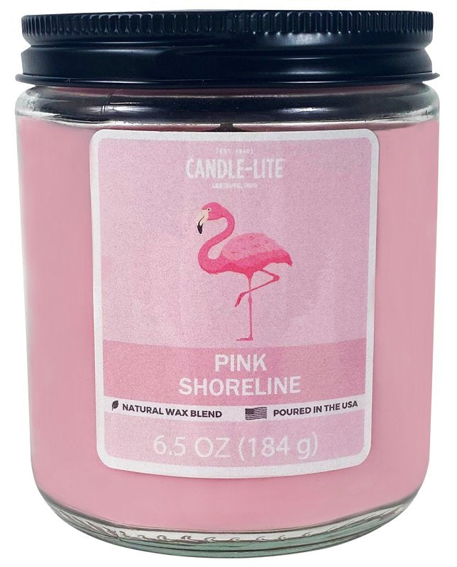 Candle-Lite 46031271 Jar Candle, 6.5 oz Candle, Pink Shoreline Fragrance, Pack of 6