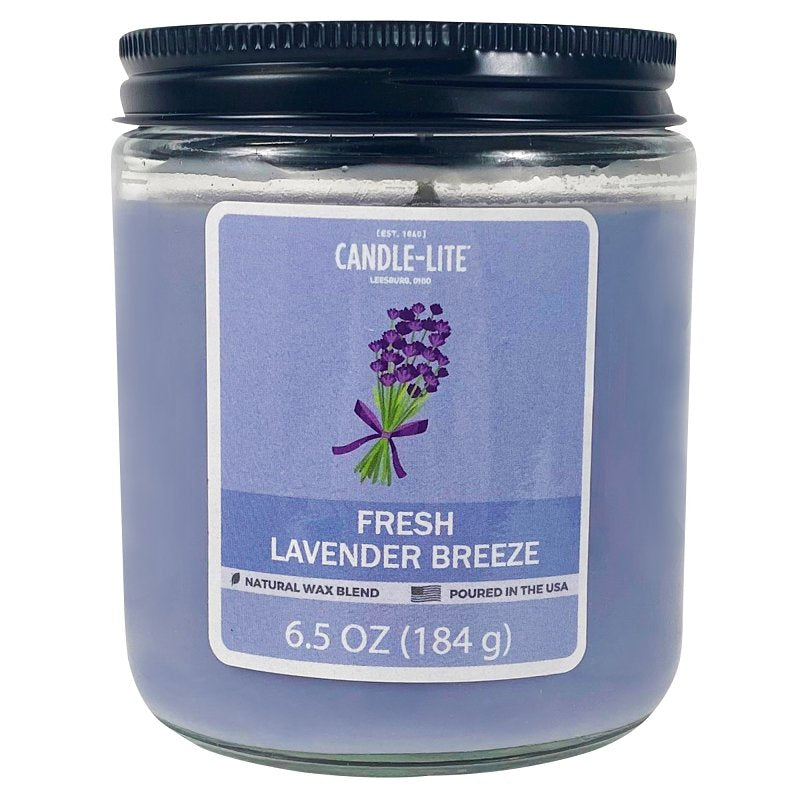 Candle-Lite 4603404 Jar Candle, 6.5 oz Candle, Fresh Lavender Breeze Fragrance, Up to 40 hr Burning, Pack of 6