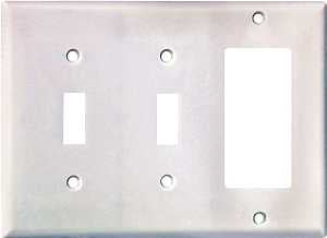 Eaton Wiring Devices 2173W-BOX Combination Wallplate, 4-1/2 in L, 6-3/8 in W, Standard, 3-Gang, Thermoset, White, Flush
