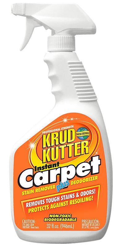 Krud Kutter CR326 Instant Carpet Stain Remover and Deodorizer, 32 oz, Liquid, Clear