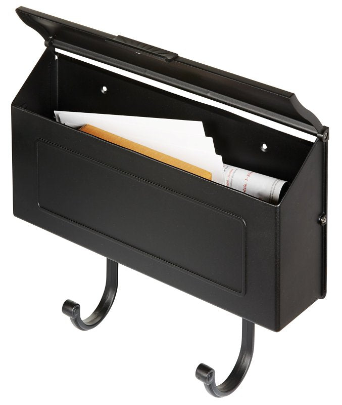 Pro-Df AL361N Standard Mailbox, 500 cu-in, Aluminum, Powder-Coated, Black, 16 in W, 4 in D, 13 in H