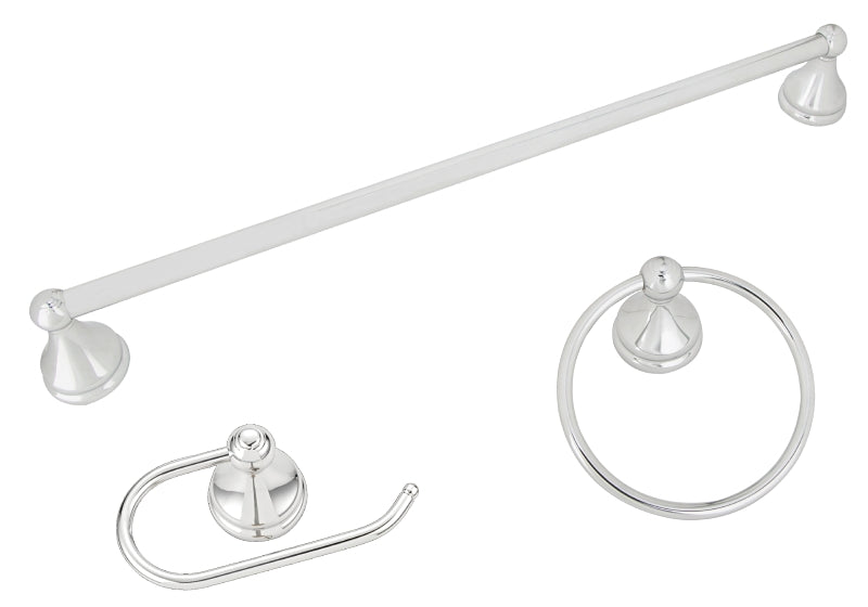 Boston Harbor 5003C Bath Hardware Set, Steel/Stainless Steel/Zinc, Chrome, 3-Piece, For: Bathroom