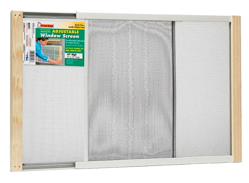 Frost King W.B. Marvin AWS1533 Window Screen, 15 in L, 19 to 33 in W, Aluminum, Steel/Tan