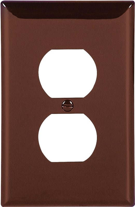 Eaton 5132B-BOX Duplex Receptacle Wallplate, 4-1/2 in L, 2-3/4 in W, Standard, 1-Gang, Nylon, Brown, High-Gloss, Flush, Pack of 15