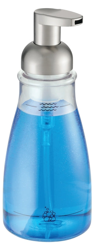 iDESIGN Basic Series 50100 Foaming Soap Dispenser, 14 oz Capacity, Plastic, Clear, Brushed Nickel