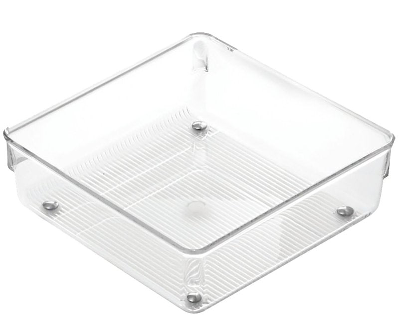 iDESIGN LINUS 52630 Drawer Organizer, 1-Compartment, Plastic, Clear, 6 in OAL, 2 in OAH, 6 in OAW, Pack of 6