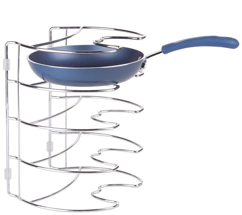 Interdesign 48770 Skillet Organizer, Steel, Chrome-Plated, 11 in L, 9.11 in W, 7.8 in H, Pack of 4