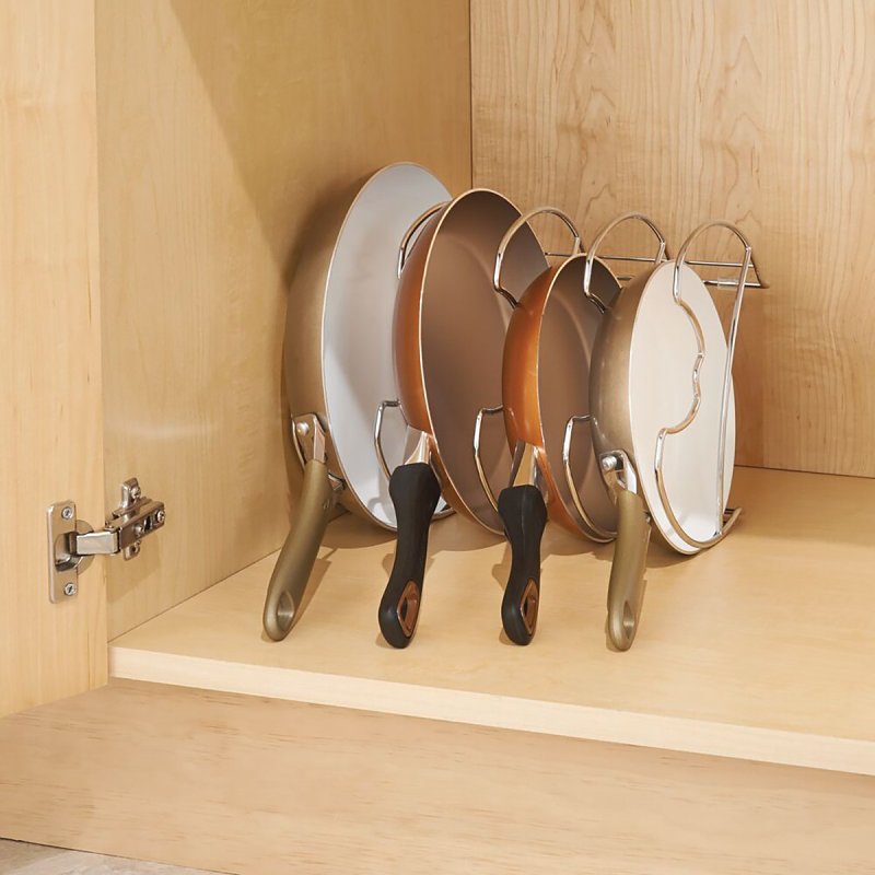 Interdesign 48770 Skillet Organizer, Steel, Chrome-Plated, 11 in L, 9.11 in W, 7.8 in H, Pack of 4