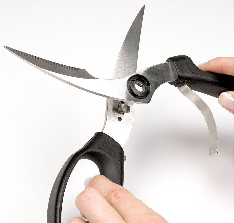 Oxo 1072292 Poultry Shears, Stainless Steel Blade, Plastic Handle, Black, 9-1/2 in OAL
