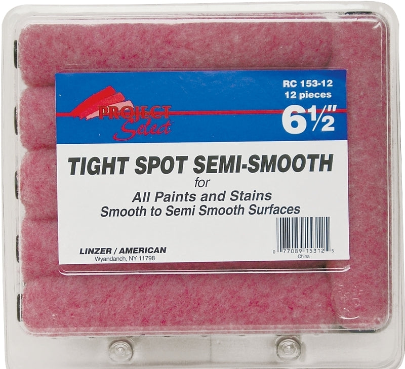 Linzer RC153-12 Roller Cover, Pink, 3/8 in Thick Nap, 6-1/2 in L, Polyester Cover