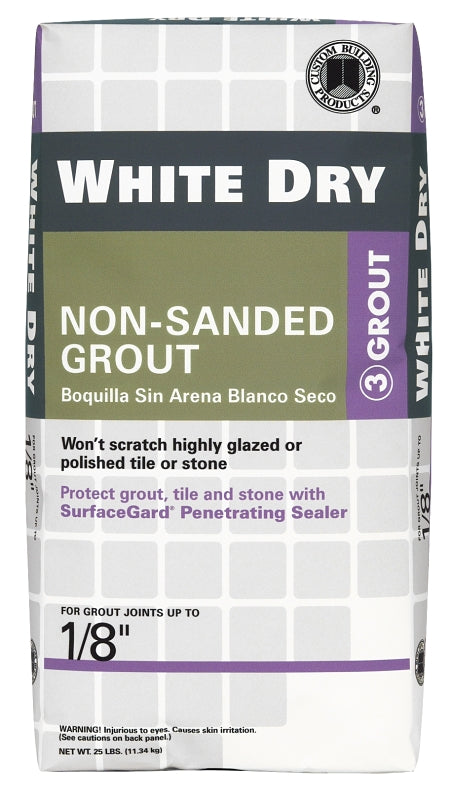 Custom White Dry WDG25 Non-Sanded Grout, White, 25 lb Bag