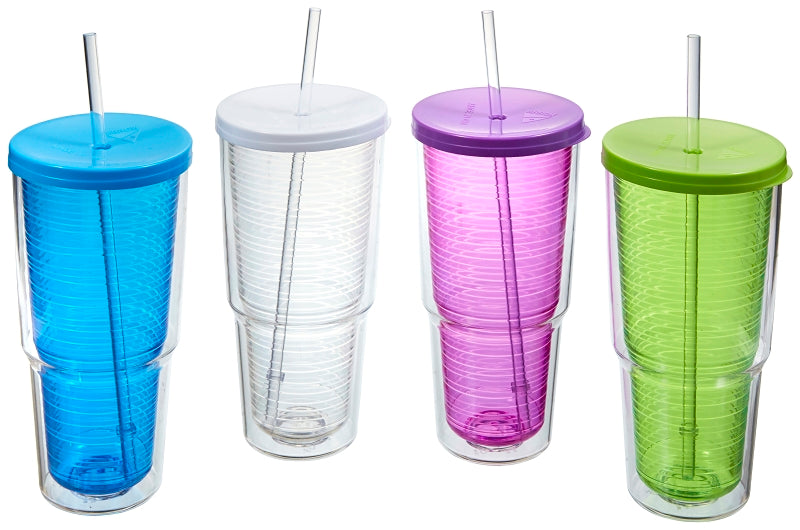 Arrow Plastic 00015 Travel Tumbler, 24 oz Capacity, Plastic, Insulated, Pack of 4