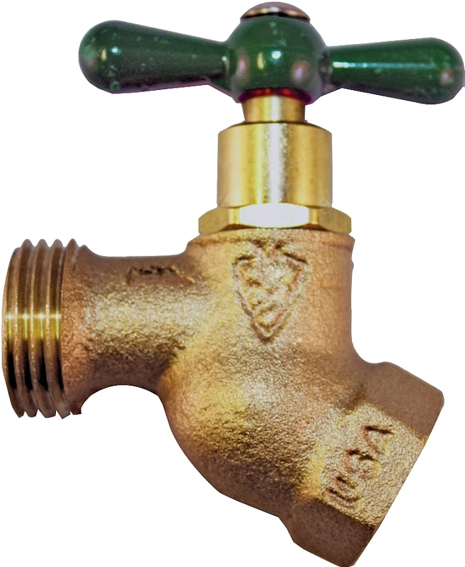 Arrowhead Brass 253LF Hose Bibb, 1/2 x 3/4 in Connection, FIP x MHT, 8 to 9 gpm, 125 psi Pressure, Brass Body