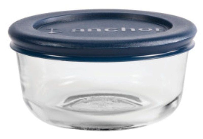Anchor Hocking 85905L20 Kitchen Food Storage with Lid, 1 Cup Capacity, Glass, Clear, 4 in Dia, 2 in H