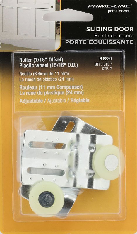 Prime-Line N 6830 Door Roller, 15/16 in Dia Roller, 1/4 in W Roller, Steel, 2-Roller