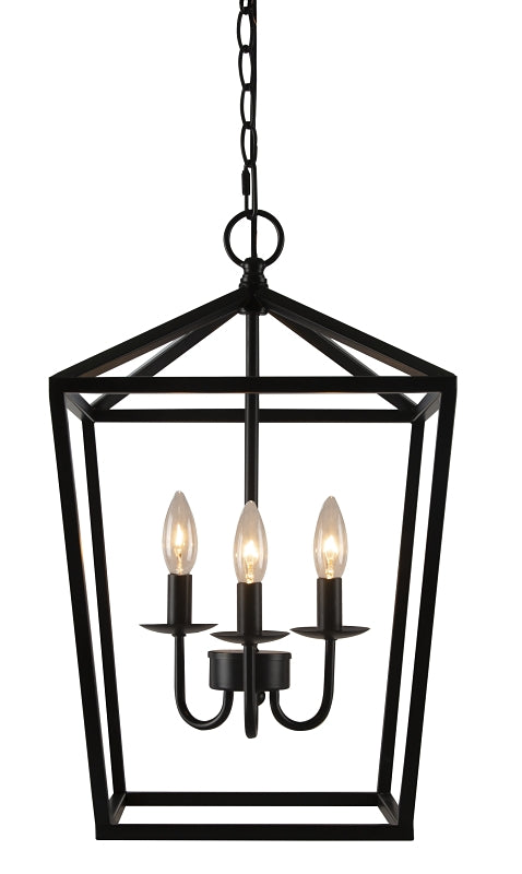 Boston Harbor LS10613 Pendant Light, 0.5 A, 120 V, 60 W, 3-Lamp, Type B/CA Bulb Lamp, Metal Fixture, Black Fixture