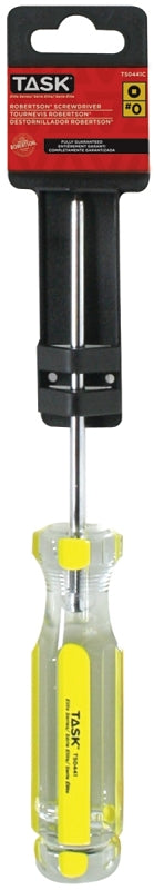 Task T50441C Screwdriver, #0 Drive, Robertson Drive, 4 in L Shank, Cellulose Acetate Handle, Hard Grip Handle