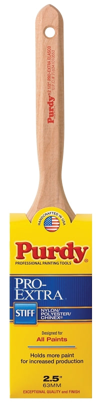 Purdy 144100725 Trim Brush, Alder Wood Handle, 2-1/2 in W, Flat Brush, Nylon/Polyester Bristle, Fluted Handle