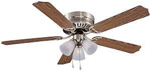 Boston Harbor CF-78049L Ceiling Fan Light Kit, 5-Blade, Brushed Nickel Housing, 52 in Sweep, MDF Blade, 3-Speed