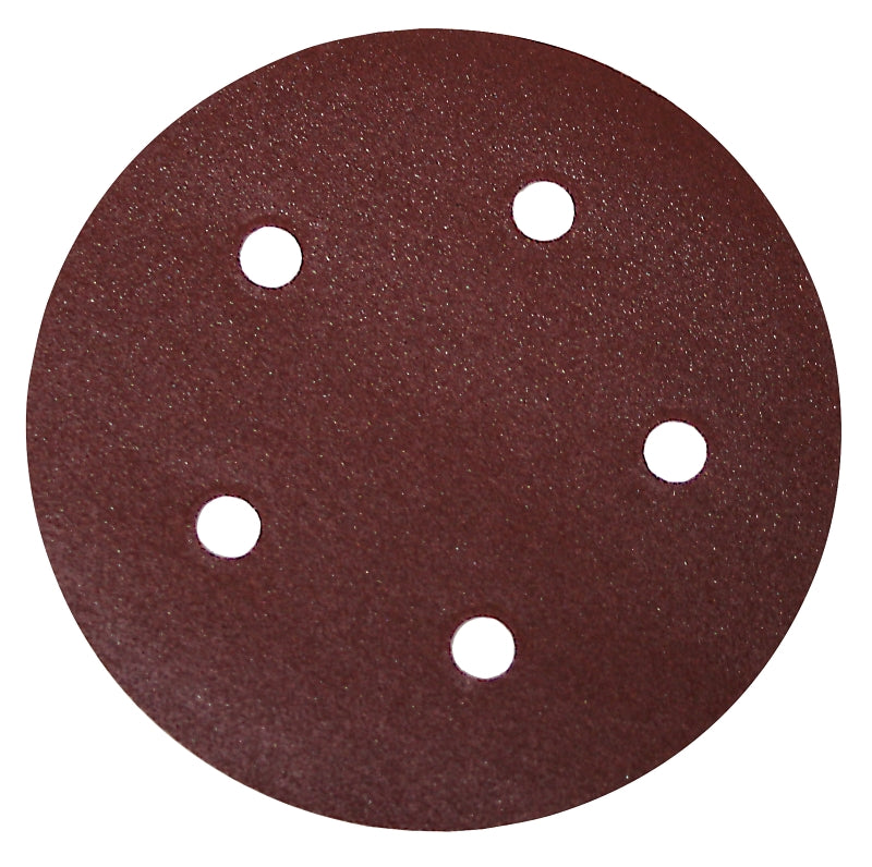 TASK T13037 Sanding Disc, 5 in Dia, 80 Grit, Aluminum Oxide Abrasive, 5-Hole