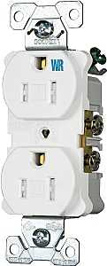 Eaton Wiring Devices TWRBR15W-BXSP Duplex Receptacle, White, 2-Pole, 15 A, 125 V, Back, Side Wiring
