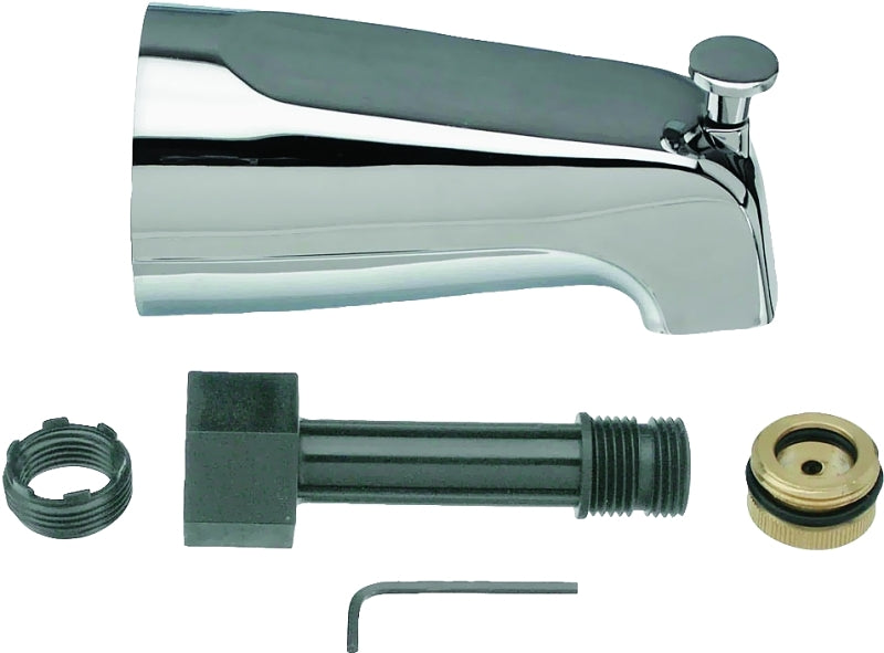 Danco 88703 Tub Spout with Diverter, 7-7/8 in L, Metal, Chrome-Plated