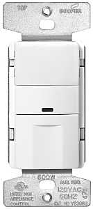 Eaton Wiring Devices OS306U-W-K Motion Sensor Switch, 120 V, 1-Pole, Motion Sensor, 180 deg Sensing, 450 sq-ft Sensing