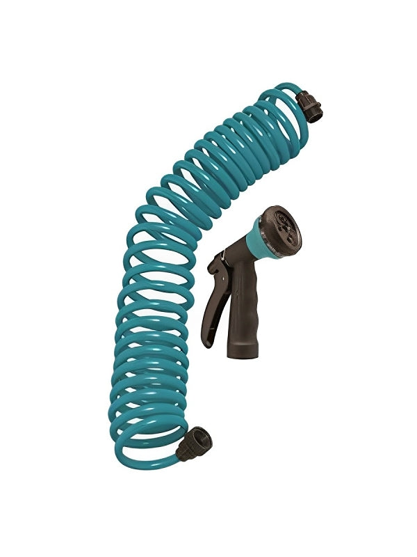Orbit 26381 Coil Hose with 8-Pattern Nozzle, Polyurethane, Blue