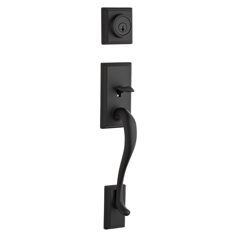 Kwikset Signature Series 800HE LIP 514 SMT Exterior Handleset with Deadbolt, Hawthorne Design, Iron Black, 1 Grade, Zinc