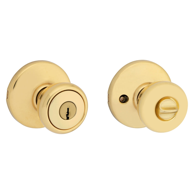 Kwikset 400T 3CP6K6 Entry Knob, Knob Handle, Polished Brass, K6 Keyway, 3 Grade