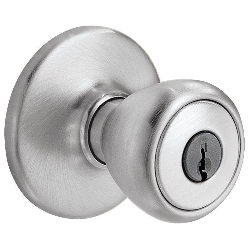 Kwikset 400T 26D 6AL RCS Entry Knob, Satin Chrome, Zinc, KW1 Keyway, Residential, 3 Grade, Reversible Hand