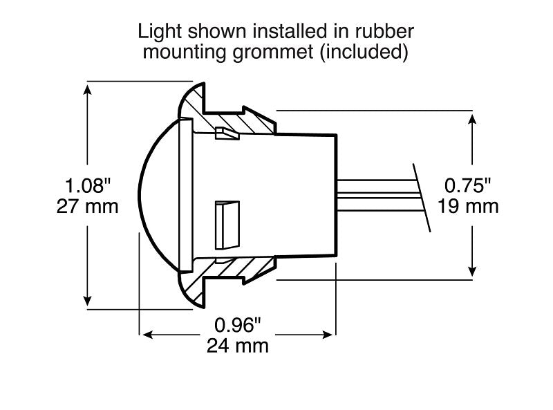PM V181A-BT2 Marker Light, 9/16 V, LED Lamp, Amber Lens, Grommet