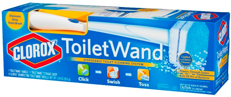 Clorox 03191 Toilet Wand Kit, Plastic Blade, 15.31 in W, 4.41 in L, Plastic Handle, Pack of 6
