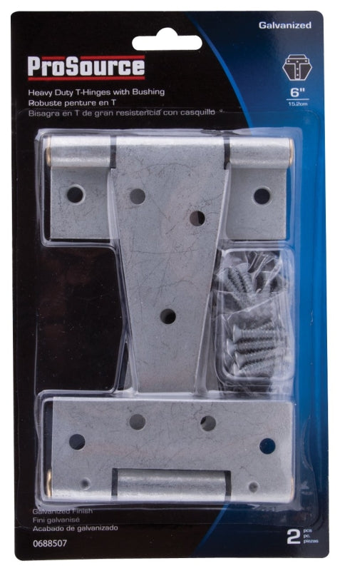 ProSource HTH-G06-C2PS T-Hinge, Galvanized Steel, Galvanized Brass Pin, Fixed Pin, 180 deg Range of Motion, 96 (Pair) lb