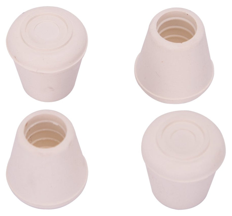 ProSource FE-50641-B Furniture Leg Tip, Round, Rubber, White, 1/2 in Dia, 1.1 in H, Pack of 36