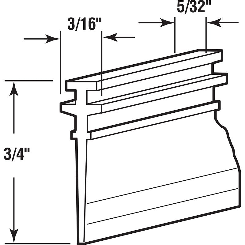 Prime-Line M 6040 Swinging Shower Door Bottom Sweep, Vinyl, Gray