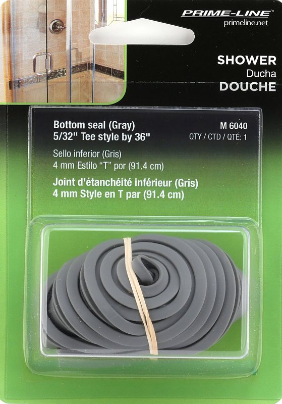 Prime-Line M 6040 Swinging Shower Door Bottom Sweep, Vinyl, Gray