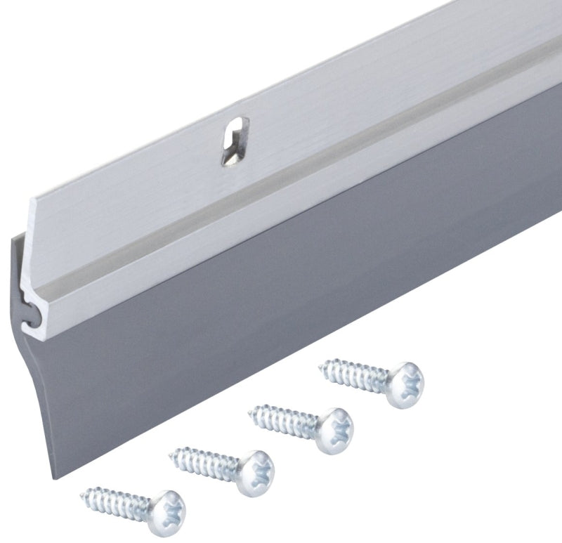 M-D 05090 Door Sweep, 36 in L, 1/4 in W, Aluminum Flange, Vinyl Insert