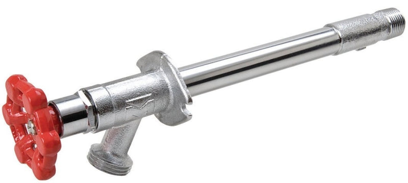 B & K 104-403 Frost-Free Sillcock Valve, 1/2 x 3/4 in Connection, MPT x Hose, 12 in L, Brass Body, Chrome-Plated