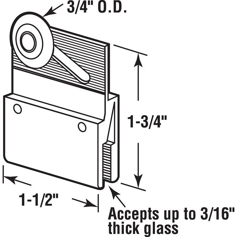 Prime-Line M 6145 Top Bracket Roller Assembly, Aluminum, For: Frameless Shower Doors
