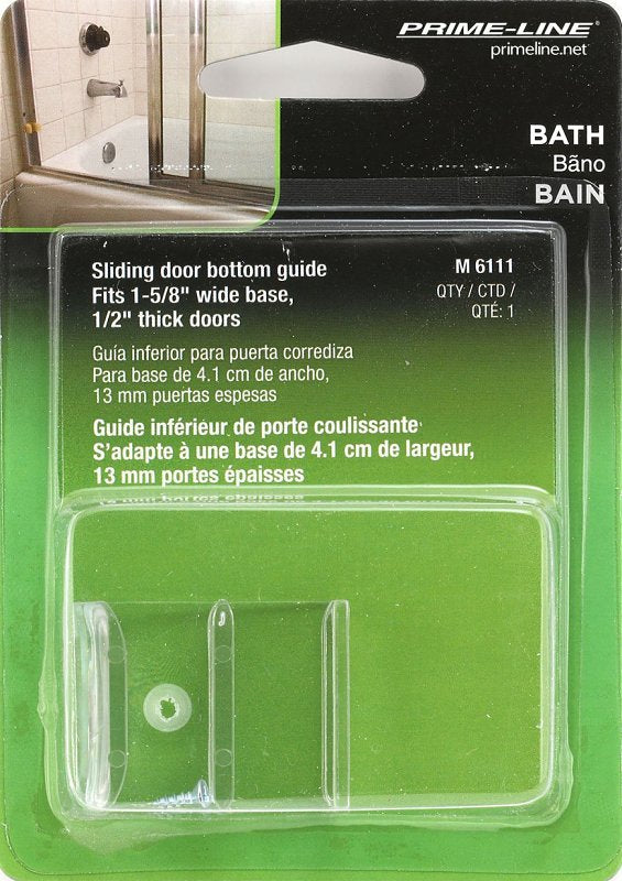 Prime-Line M 6111 Sliding Shower Door Bottom Guide, Acrylic, Clear, For: 1/2 in Thick Panels, Pack of 6