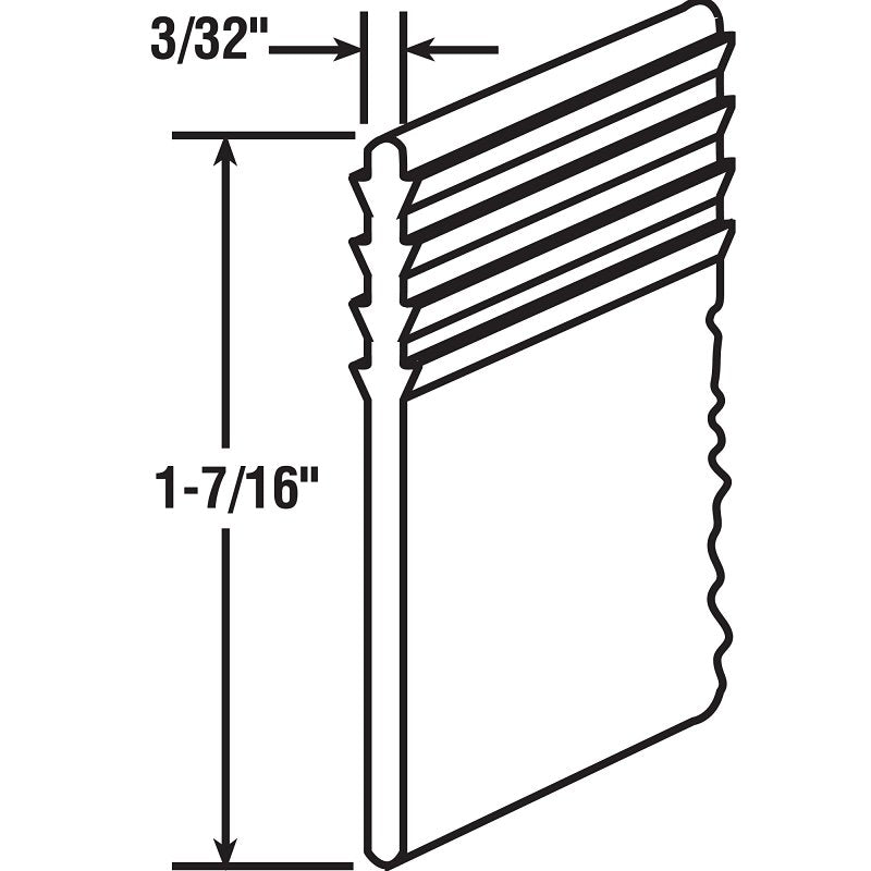 Prime-Line M 6092 Shower Door Bottom Sweep, 3/32 in W, Vinyl Seal/Brush, Gray, For: Older Style Drip Rail Systems