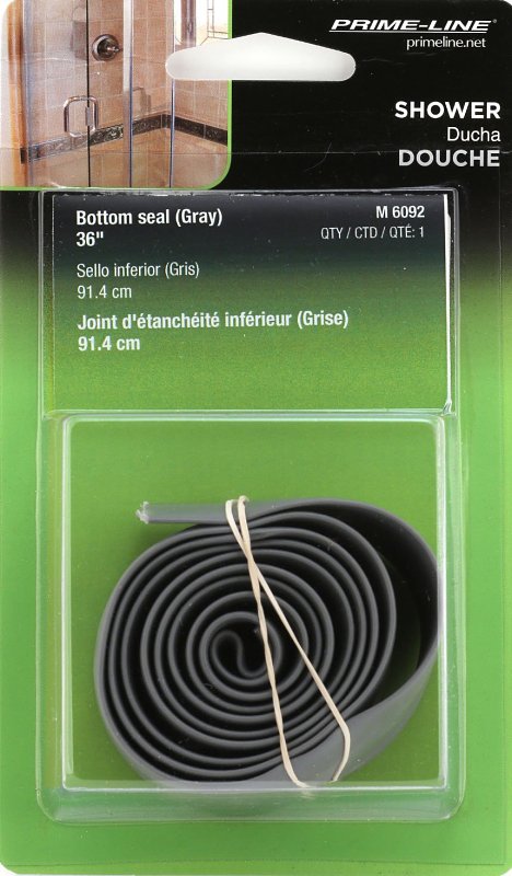 Prime-Line M 6092 Shower Door Bottom Sweep, 3/32 in W, Vinyl Seal/Brush, Gray, For: Older Style Drip Rail Systems