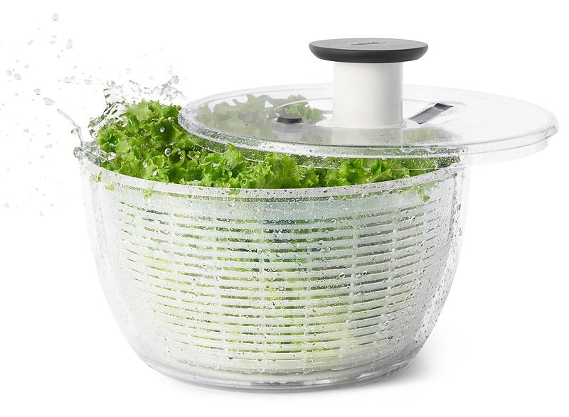 Oxo 32480 Salad Spinner, 4.95 qt Basket, 6.22 qt Bowl, 10-1/2 in Dia, 10-1/2 in W, 6 in H, Plastic, White