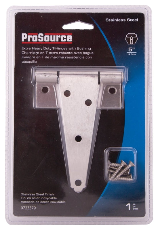 ProSource HTH-S05-C1PS T-Hinge, Stainless Steel, Brushed Stainless Steel, Fixed Pin, 180 deg Range of Motion, 70 (Pc) lb